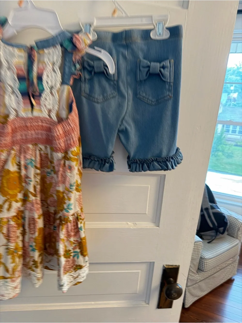 Matilda Jane Floral Multi-Color Dress with Denim Blue Ruffle Shorts